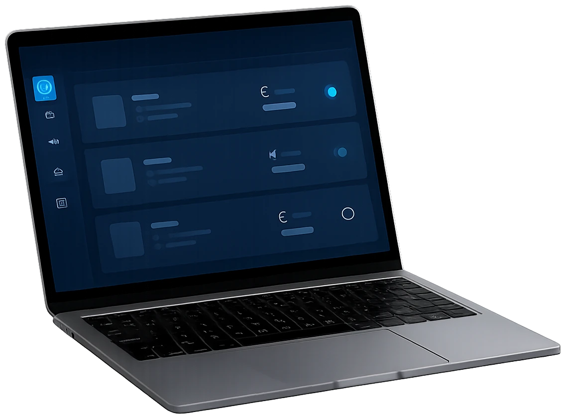 DENTGRID Softwaresystem – Dashboard zur Verarbeitung von Scandaten auf einem Laptop